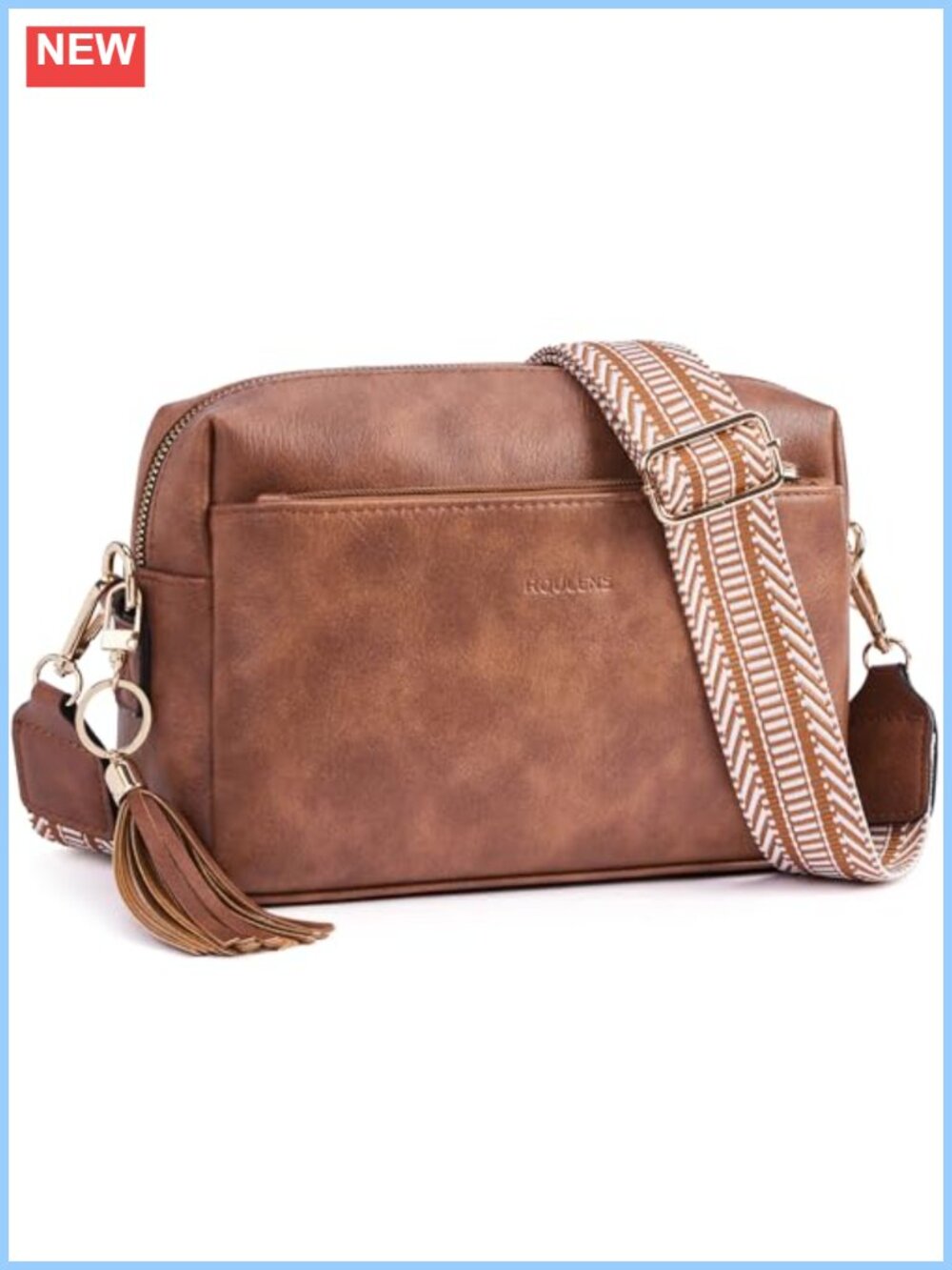 Small Triple Zip Crossbody Bag Vegan PU Leather Phone Purse